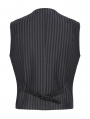 Black Vintage Gothic Classic Striped V-Neck Waistcoat for Men