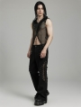 Black Gothic Punk Personalized Splicing Flare Pants for Men