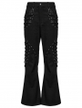 Black Gothic Punk Personalized Splicing Flare Pants for Men