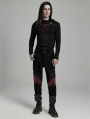 Black and Red Gothic Punk Distressed Irregular Patchwork Pants for Men