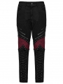 Black and Red Gothic Punk Distressed Irregular Patchwork Pants for Men