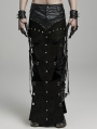 Black Gothic Punk Triangular Hollow Out Chain Long Skirt for Men