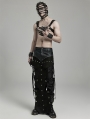 Black Gothic Punk Triangular Hollow Out Chain Long Skirt for Men