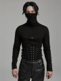 Black Gothic Punk Underbust Zip Front Corset Waistband for Men