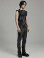 Black and Grey Gothic Decadent Daily Fitted Tank Top for Men