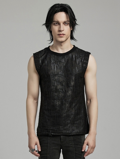 Black Gothic Punk Decadent Daily Fitted Tank Top for Men