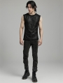 Black Gothic Punk Decadent Daily Fitted Tank Top for Men