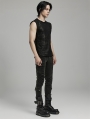 Black Gothic Punk Decadent Daily Fitted Tank Top for Men