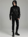 Black Gothic Punk Rivet Daily Knit Hoodie for Men