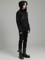 Black Gothic Punk Rivet Daily Knit Hoodie for Men