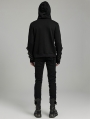 Black Gothic Punk Rivet Daily Knit Hoodie for Men