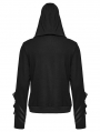 Black Gothic Punk Rivet Daily Knit Hoodie for Men