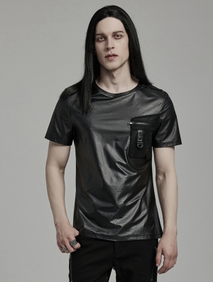 Black Gothic Punk Techwear Short Sleeve T-Shirt for Men