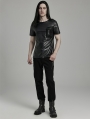 Black Gothic Punk Techwear Short Sleeve T-Shirt for Men