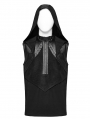 Black Gothic Punk Zipper Front Hooded Tank Top for Men