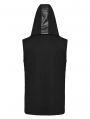 Black Gothic Punk Zipper Front Hooded Tank Top for Men