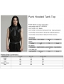 Black Gothic Punk Zipper Front Hooded Tank Top for Men