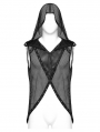 Black Gothic Punk Hooded Mesh Vest Top for Men