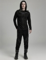 Black  Gothic Punk Mesh Splicing Long Sleeve T-Shirt for Men