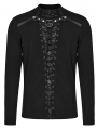 Black  Gothic Punk Mesh Splicing Long Sleeve T-Shirt for Men