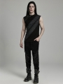 Black Gothic Punk Splicing Knitted Tank Top for Men