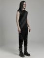 Black Gothic Punk Splicing Knitted Tank Top for Men