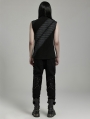 Black Gothic Punk Splicing Knitted Tank Top for Men