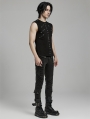 Black Gothic Punk Rivets Daily Knitted Tank Top for Men