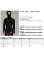 Black Gothic Punk Rivet High Collar Long Sleeve T-Shirt for Men