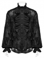 Black Gothic Retro Men's Floral Embroidered Lace Ruffle Shirt