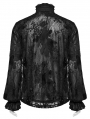 Black Gothic Retro Men's Floral Embroidered Lace Ruffle Shirt