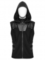 Black Gothic Punk Techwear Hooded Vest for Men