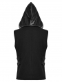 Black Gothic Punk Techwear Hooded Vest for Men