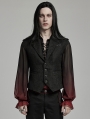 Black Vintage Gothic Jacquard Asymmetric Batwing Button Front Vest for Men