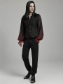 Black Vintage Gothic Jacquard Asymmetric Batwing Button Front Vest for Men