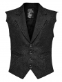 Black Vintage Gothic Jacquard Asymmetric Batwing Button Front Vest for Men