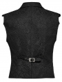 Black Vintage Gothic Jacquard Asymmetric Batwing Button Front Vest for Men