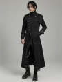 Black Gothic Punk Textured Asymmetrical Long Jacket for Men