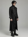 Black Gothic Punk Textured Asymmetrical Long Jacket for Men