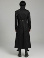 Black Gothic Punk Textured Asymmetrical Long Jacket for Men