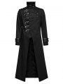 Black Gothic Punk Textured Asymmetrical Long Jacket for Men