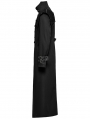 Black Gothic Punk Textured Asymmetrical Long Jacket for Men