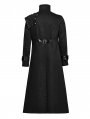 Black Gothic Punk Textured Asymmetrical Long Jacket for Men