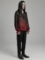 Black and Red Vintage Gothic Loose Lantern Sleeve Perspective Chiffon Shirt for Men