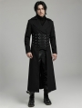 Black Gothic Punk Spike Rivet Lapel Collar Long Coat for Men