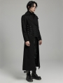 Black Gothic Punk Spike Rivet Lapel Collar Long Coat for Men