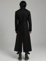 Black Gothic Punk Spike Rivet Lapel Collar Long Coat for Men