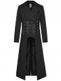 Black Gothic Punk Spike Rivet Lapel Collar Long Coat for Men