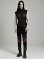 Black and Red Gothic Punk Metal Personalized 3D Pocket Vest for Men