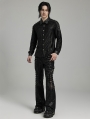 Black Gothic Punk Handsome Spiked Long Sleeve Shirt for Men